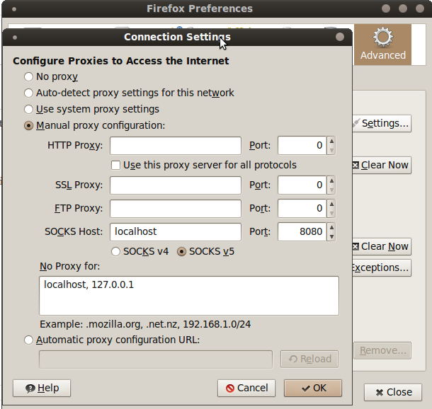 firefox proxy settings