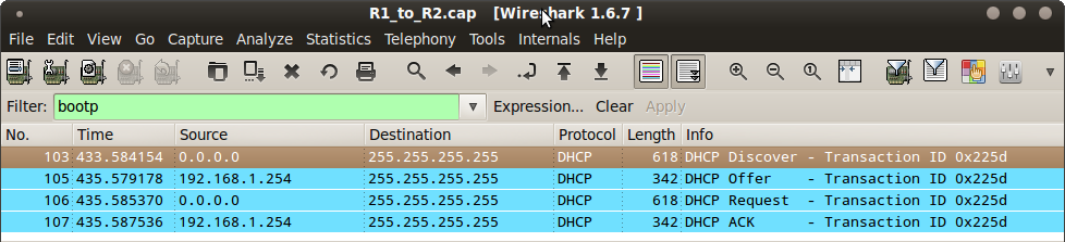 wireshark display filter for dhcp