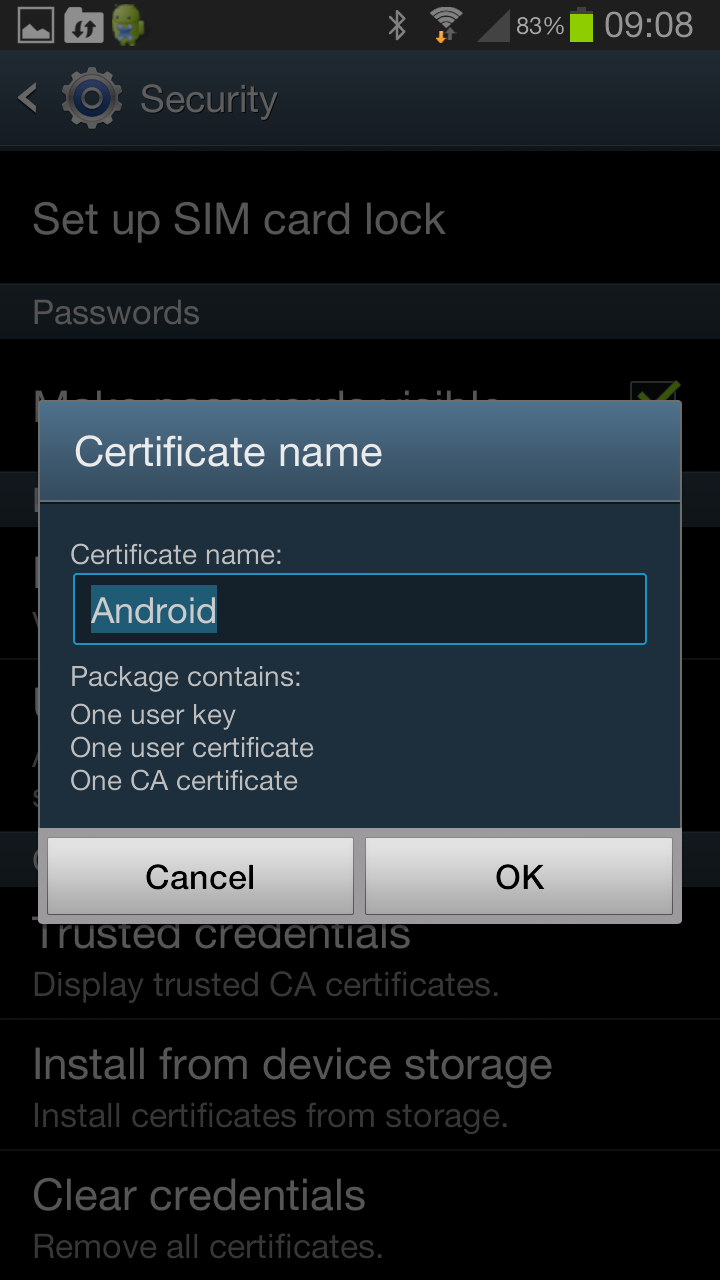 android certificate download