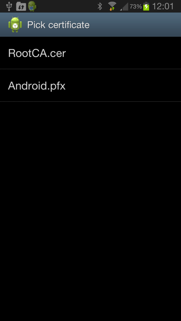 Android Pick a Certificate