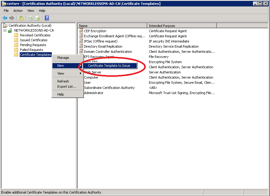Windows Server 2008 Certificate Template Issue Template