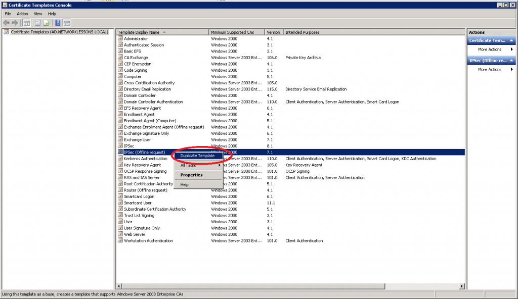 Windows Server 2008 Certificate Templates