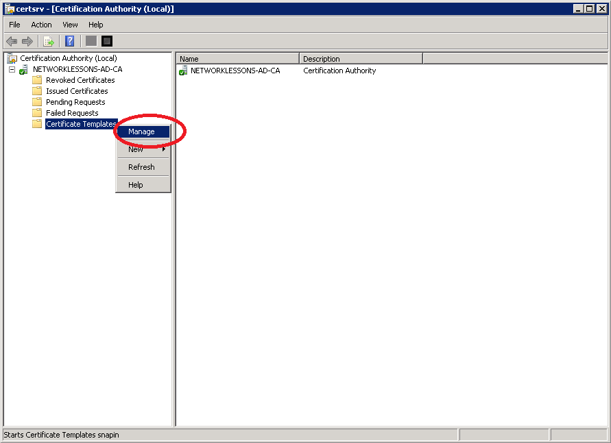 Windows Server 2008 Manage Certificate Templates