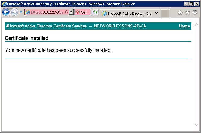 CertSRV Certificate Installed