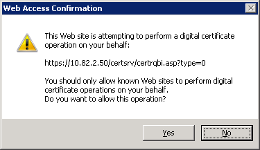 CertSRV Web Access Confirmation