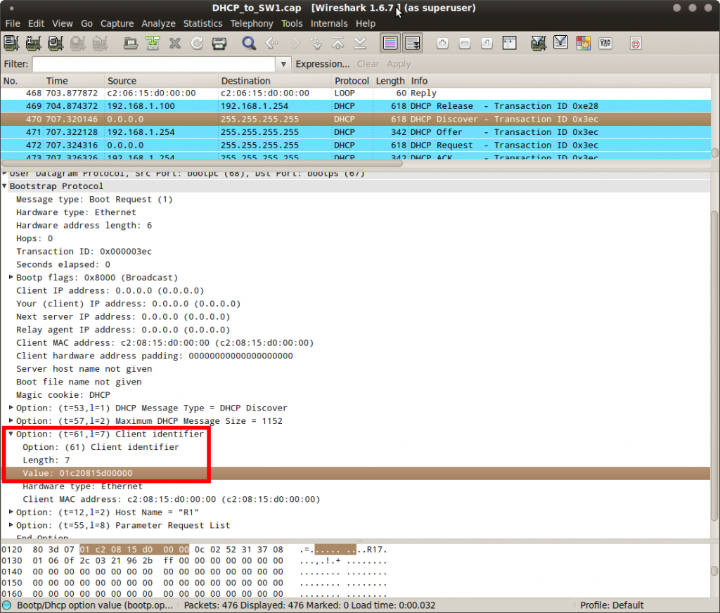 Cisco DHCP Discover Wireshark