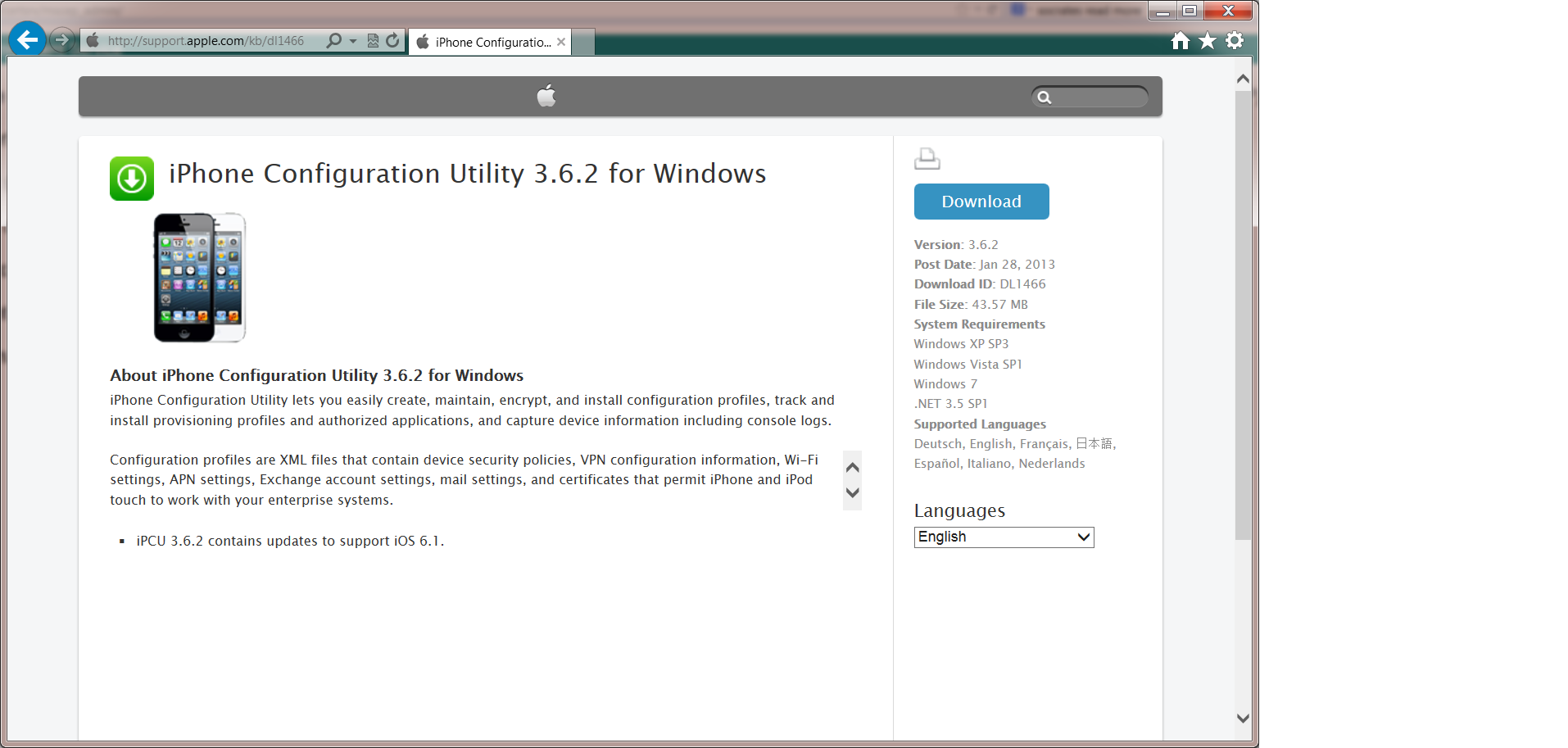 iphone configuration utility for windows 7