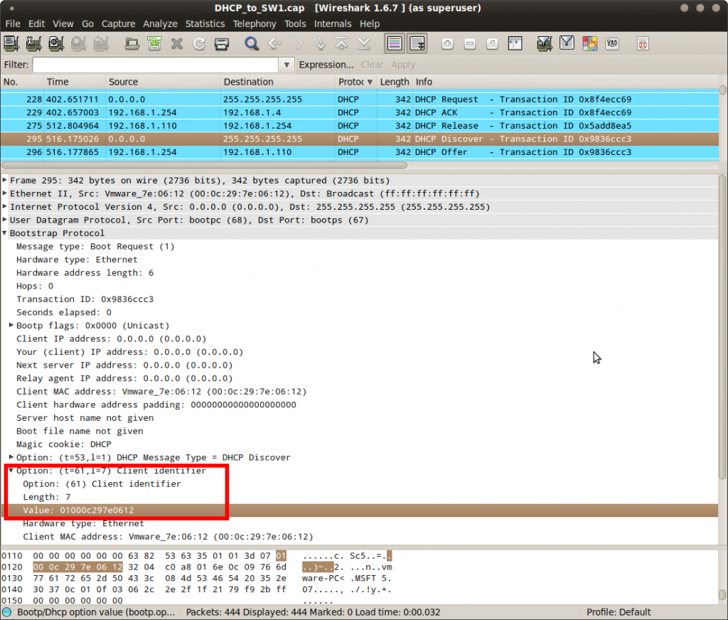 Windows 7 DHCP Discover Wireshark