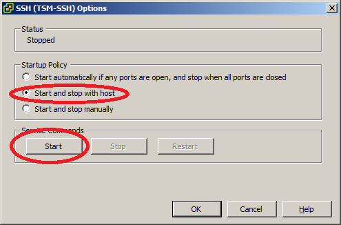 VMWare ESXi SSH Options