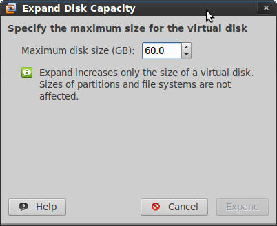 vmware workstation expand disk size