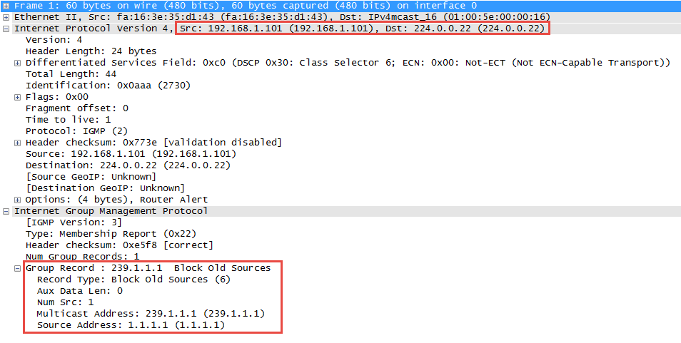 Multicast IGMP Version 3 membership report block old sources