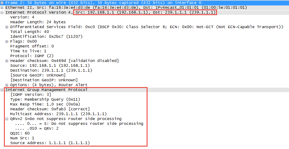 Multicast IGMP Version 3 membership specific query