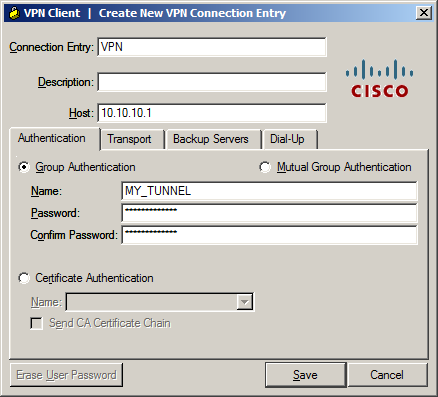 Cisco VPN Client new connection