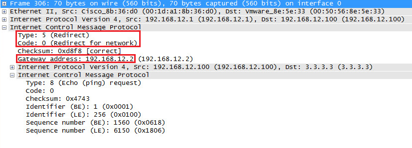 Wireshark Capture ICMP Redirect