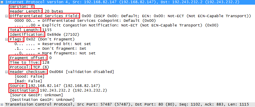 cisco networking determine ip and mac header information for a data packet