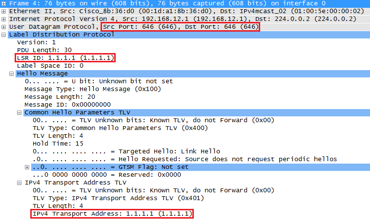 MPLS LDP Hello Packet