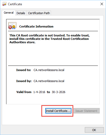 OpenSSL install root certificate
