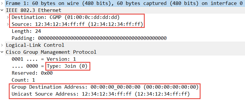 multicast cgmp join zero router capture