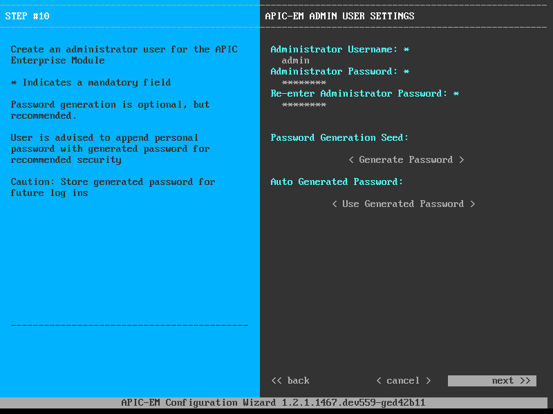 apic em admin user settings