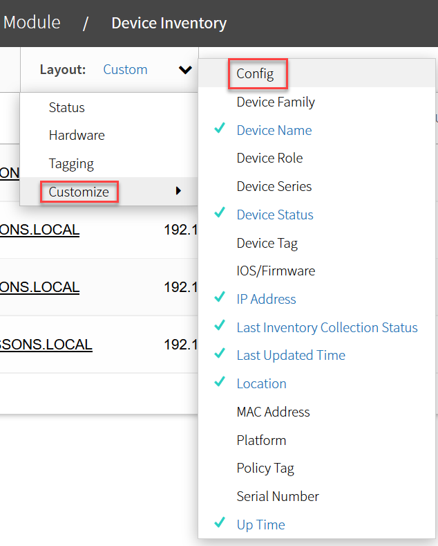 apic em device inventory config