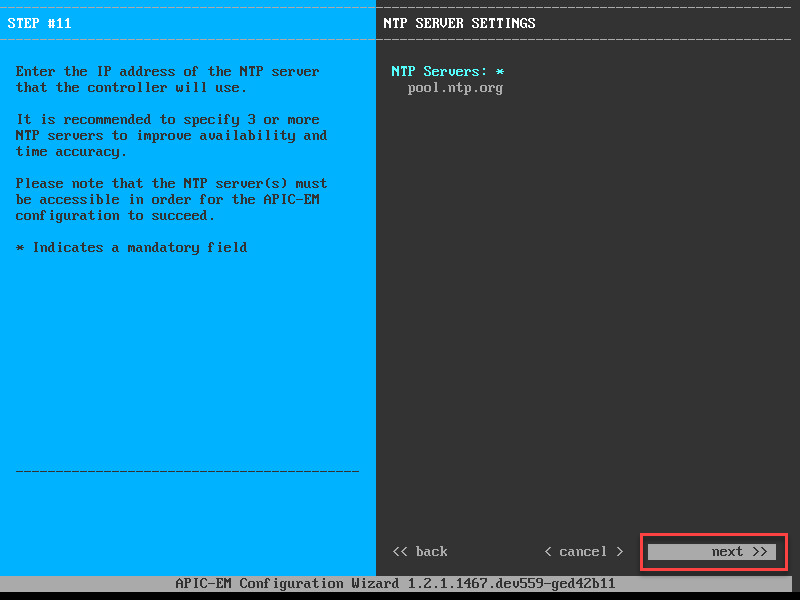 apic em ntp server settings