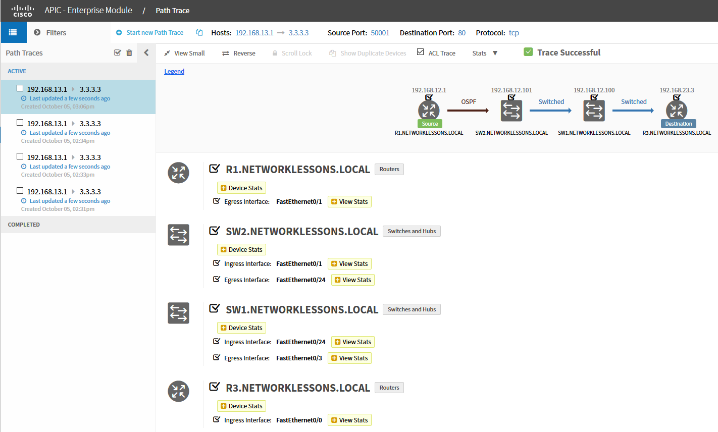 apic em path trace success