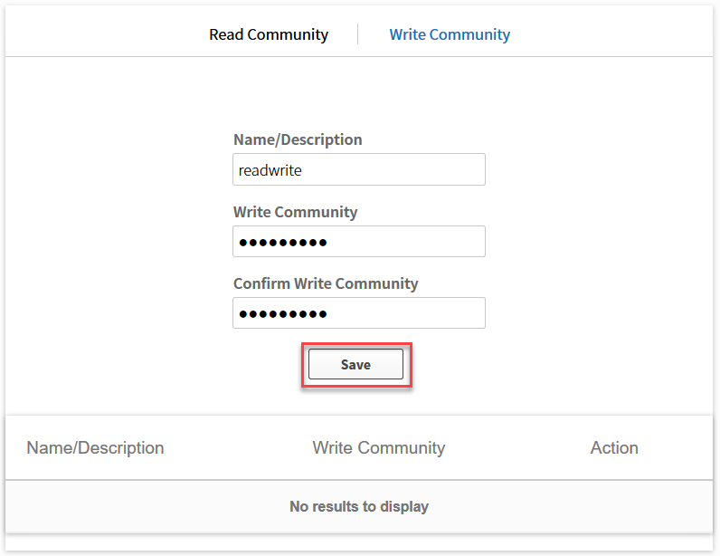 apic em settings snmpv2 rw