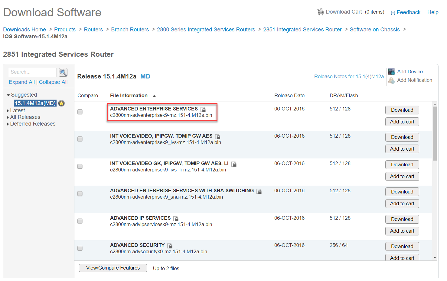 cisco 2811 ios