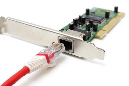 connectivity problem concept with lan cable & network card