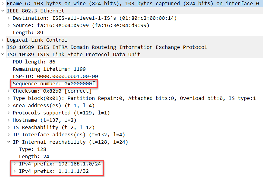 is-is update new sequence number