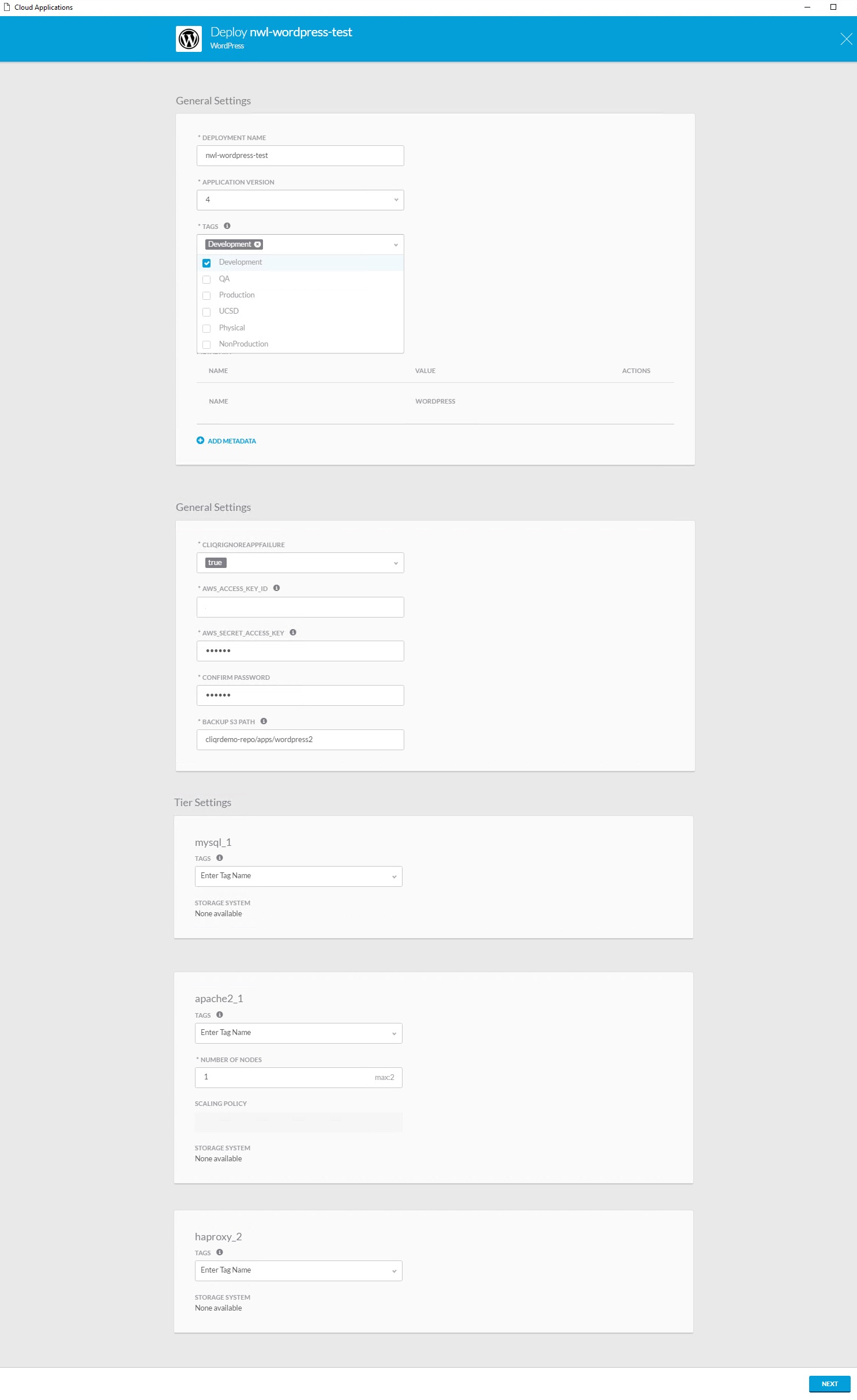 Cloud Center App Profiles Deploy Application