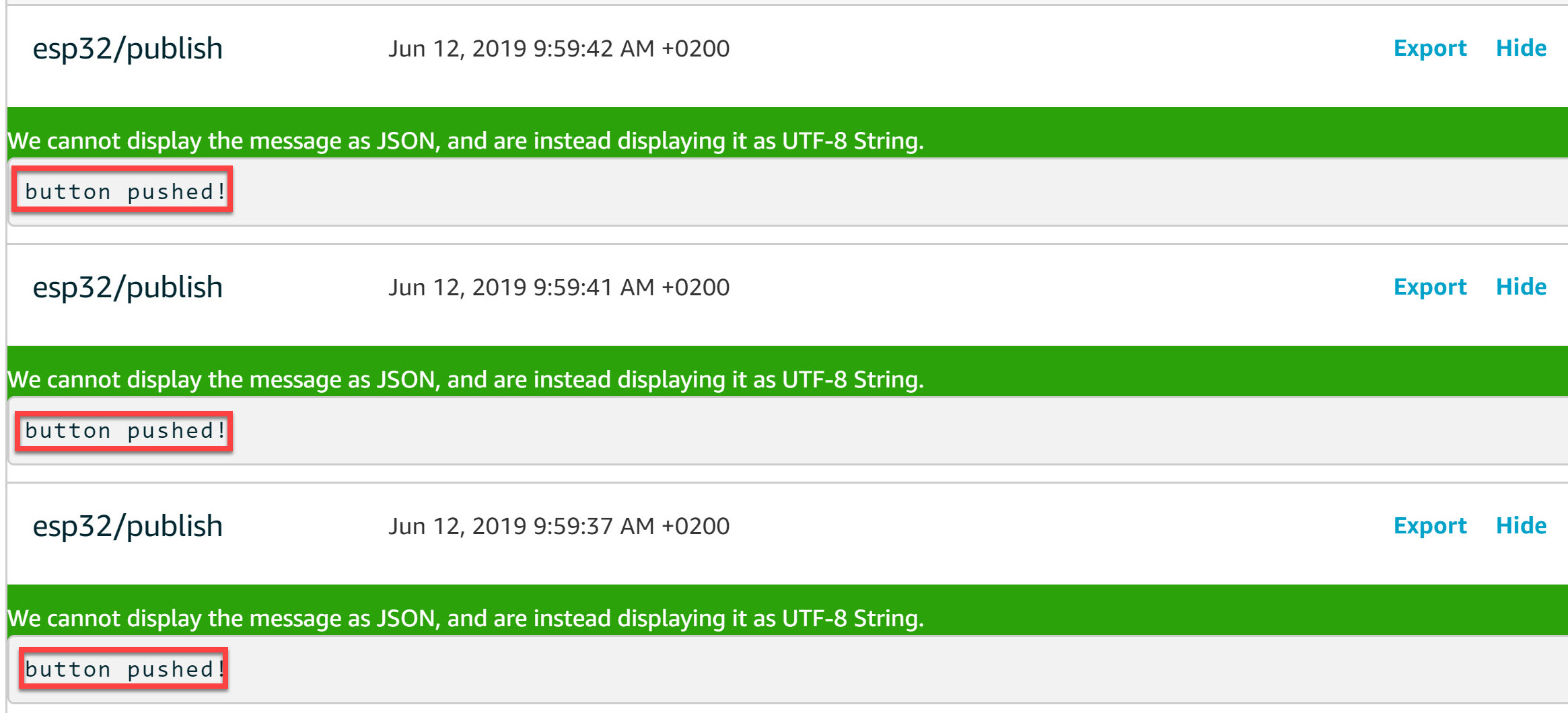 Aws Iot Test Message Button