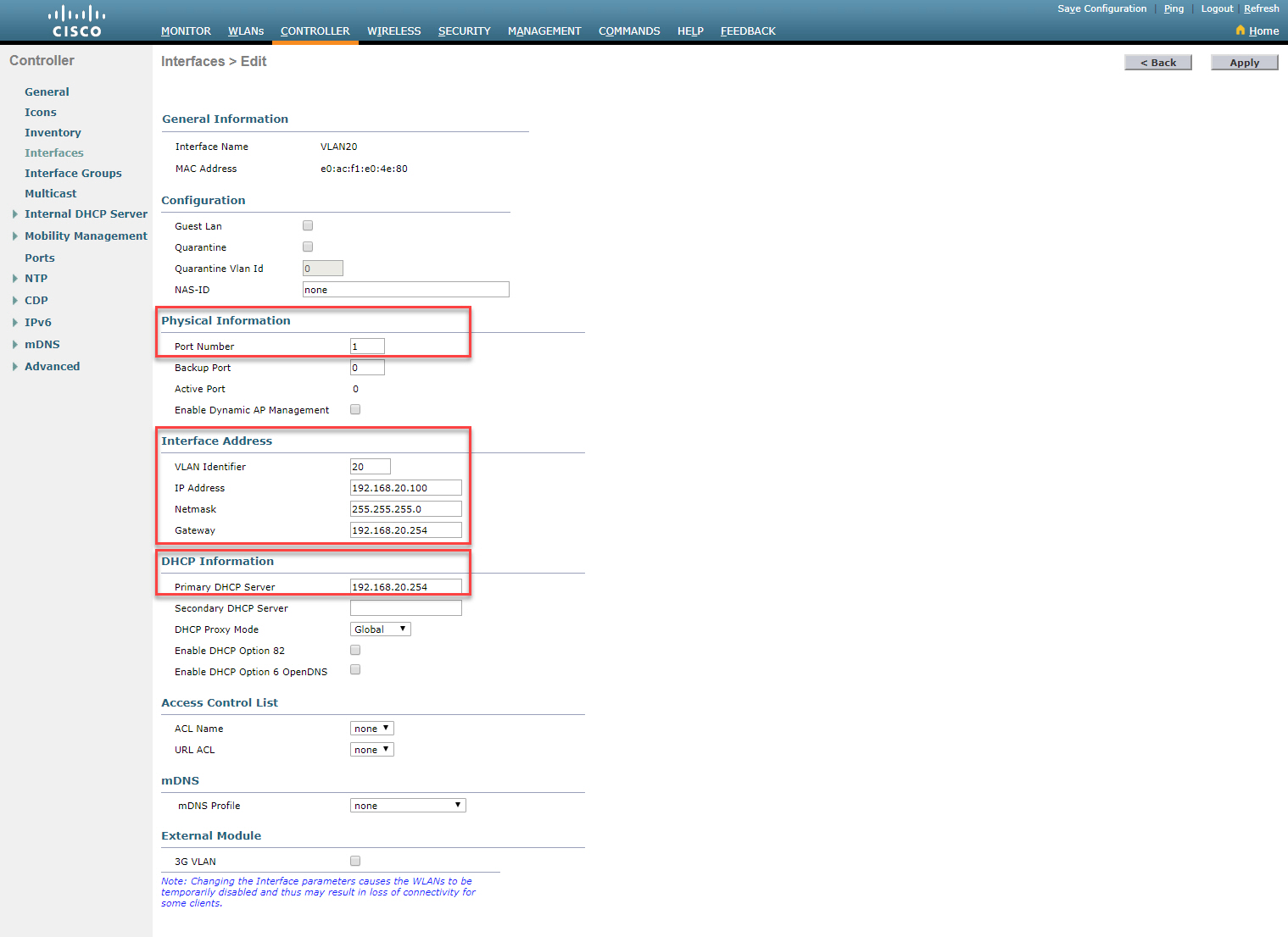 Cisco Wlc Interface Information