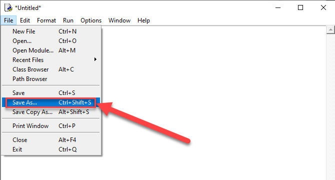 Python Idle Menu File Save As