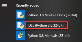 Python Idle Windows 10 Menu