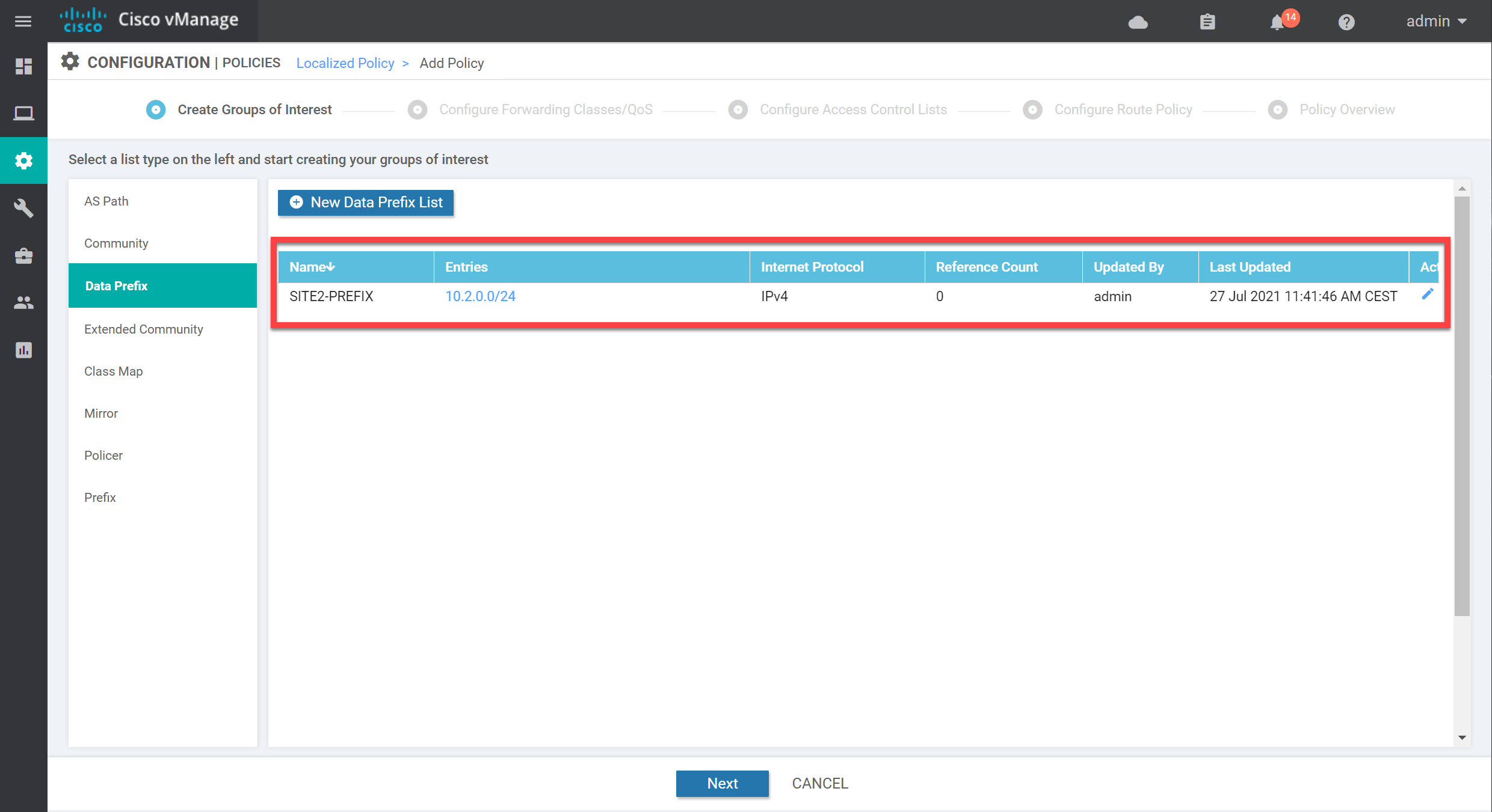 Cisco Sd Wan Localized Policy Data Prefix List Overview