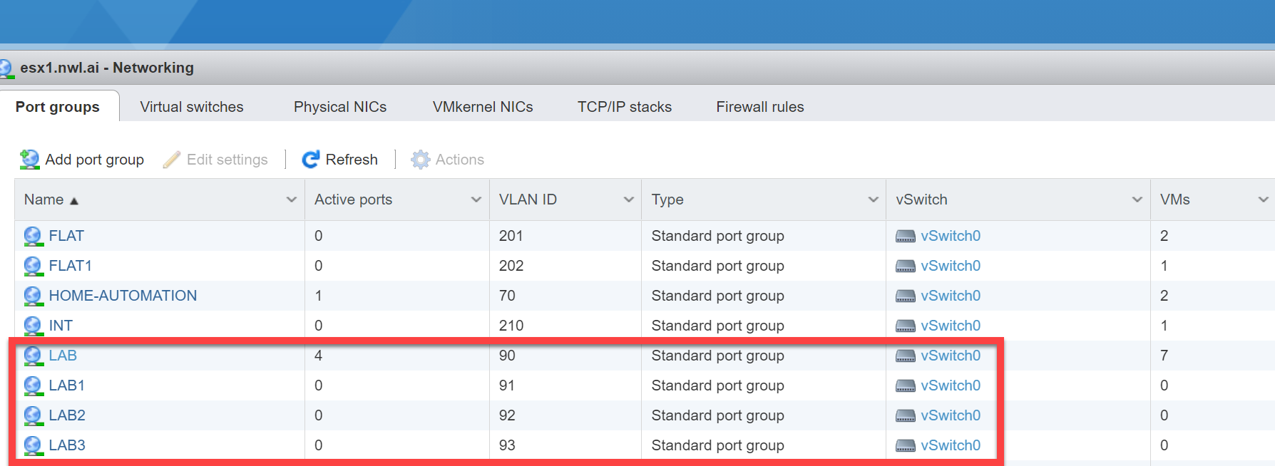 Vmware Esxi Port Groups Lab