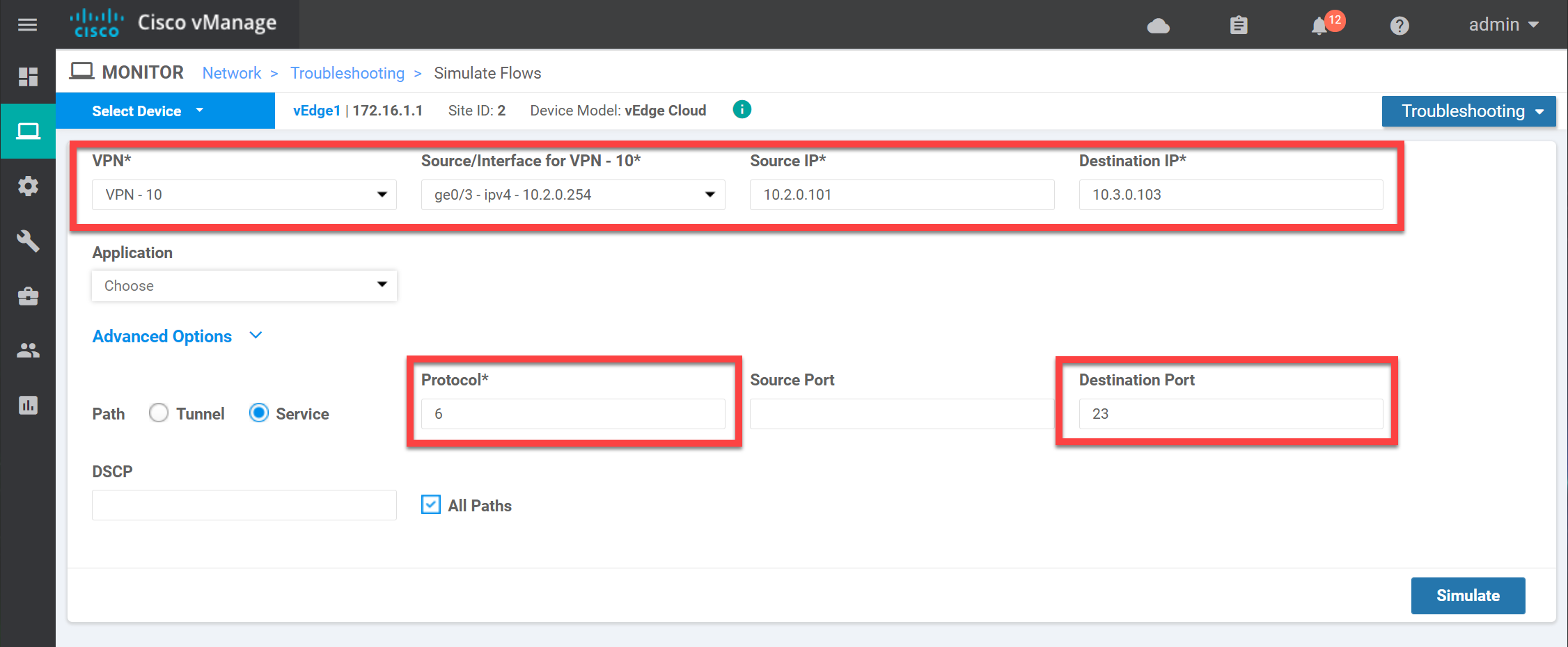 Cisco Sd Wan Aar Simulate Flows