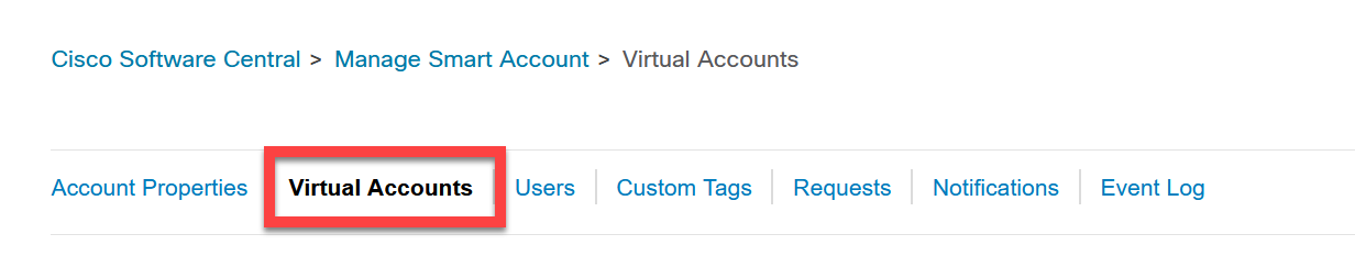 Cisco Website Virtual Accounts
