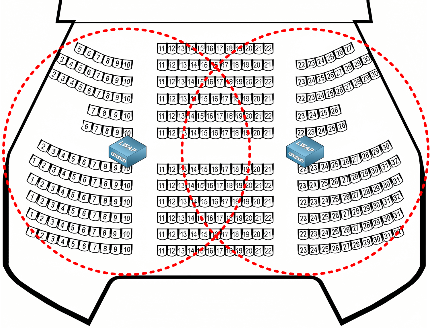 Theater Floor Map Wireless Two Aps
