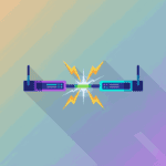 Two Rack Routers Shooting Lightning Bolts
